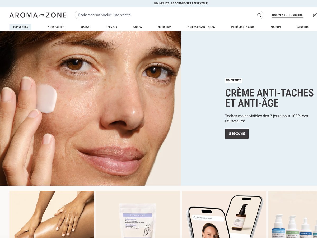 Aperçu du site Aroma-Zone