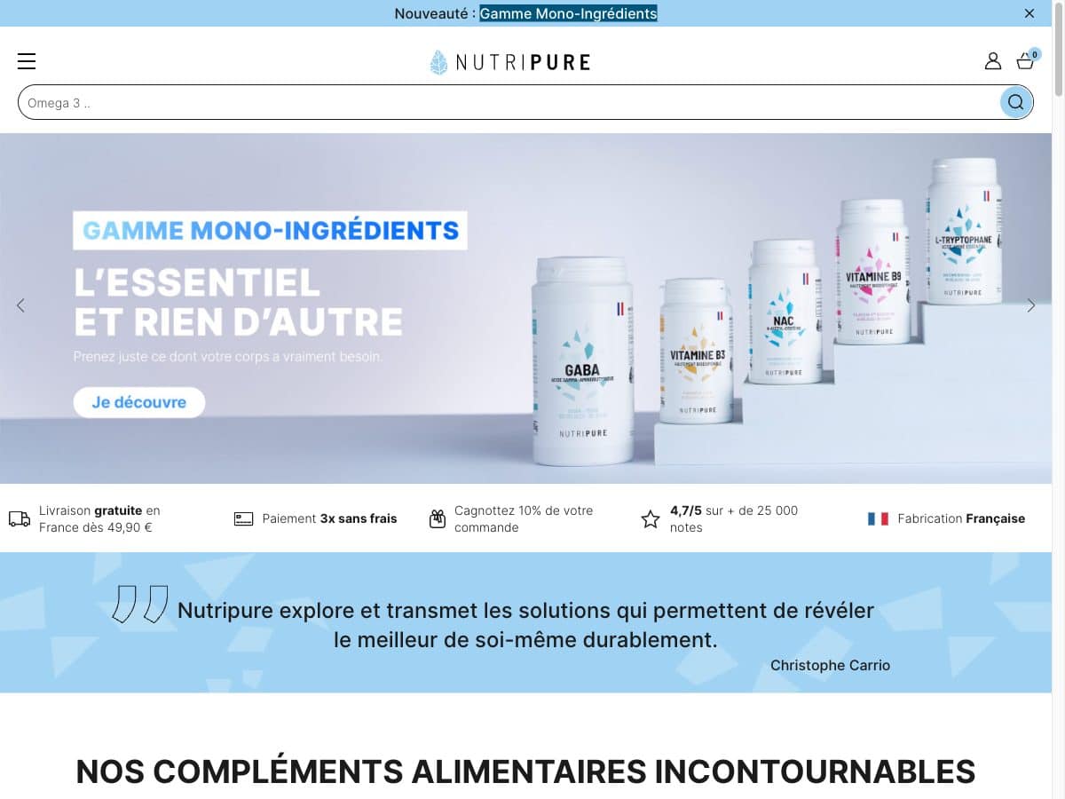 Aperçu du site Nutripure