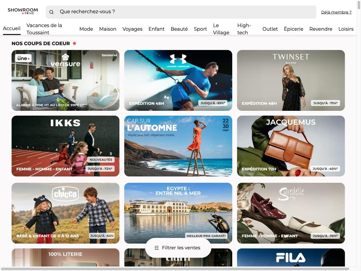 Aperçu du site ShowroomPrivé